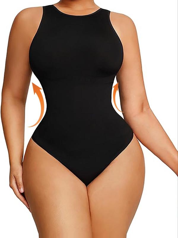 Women's Solid Crewneck Skinny Tank Bodysuit, Casual Basic Comfortable Sleeveless Bodycon Bodysuit for Summer, Summer Outfits 2024, Womenswear